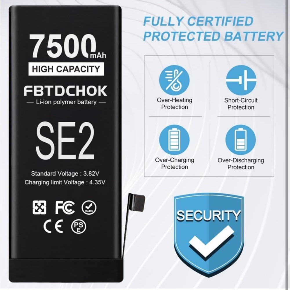 [New Version 7500mAh Higher Capacity Battery Compatible with iPhone SE2